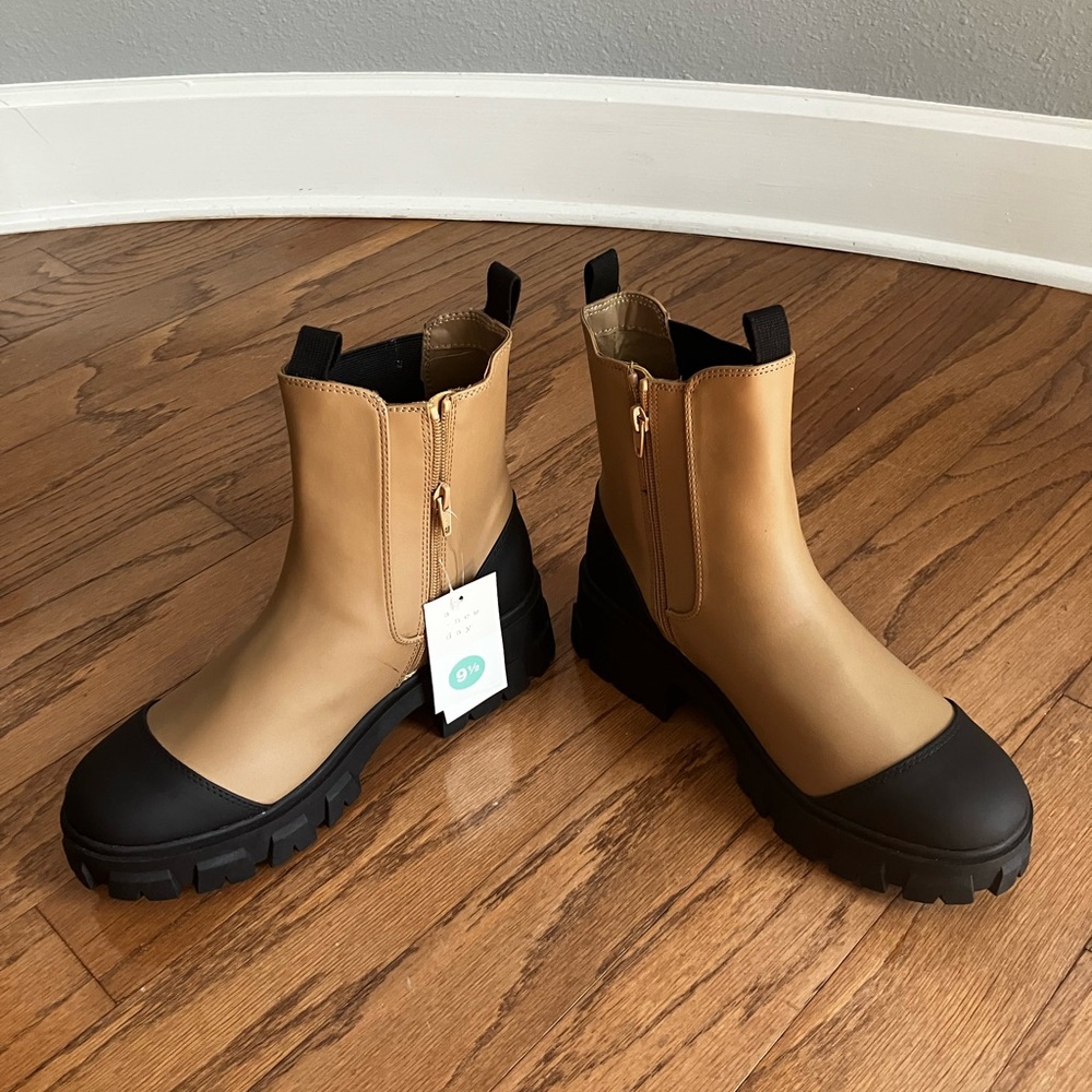 New with tag A New Day Stylish Tan and Black Women's Boots. Water repellent